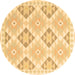 Round Southwestern Brown Country Rug, con2079brn