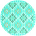 Round Southwestern Turquoise Country Rug, con2079turq