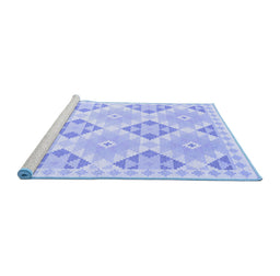 Sideview of Machine Washable Southwestern Blue Country Rug, wshcon2079blu