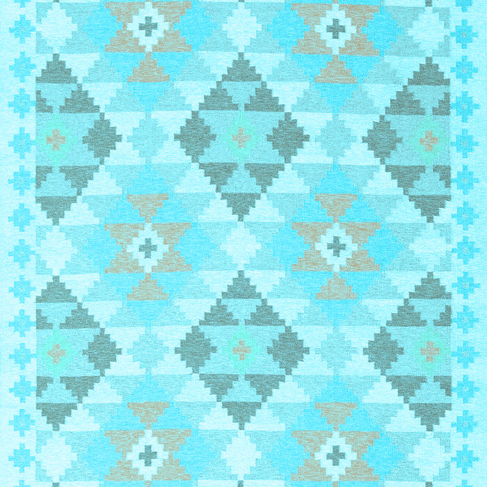 Machine Washable Southwestern Light Blue Country Rug, wshcon2079lblu