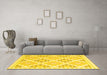 Machine Washable Southwestern Yellow Country Rug in a Living Room, wshcon2079yw