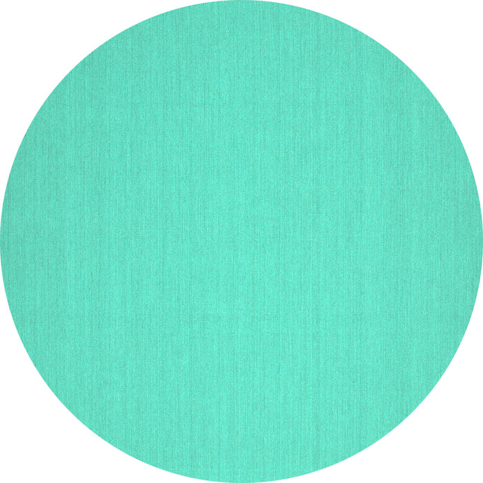 Round Machine Washable Solid Turquoise Modern Area Rugs, wshcon207turq