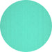 Round Machine Washable Solid Turquoise Modern Area Rugs, wshcon207turq