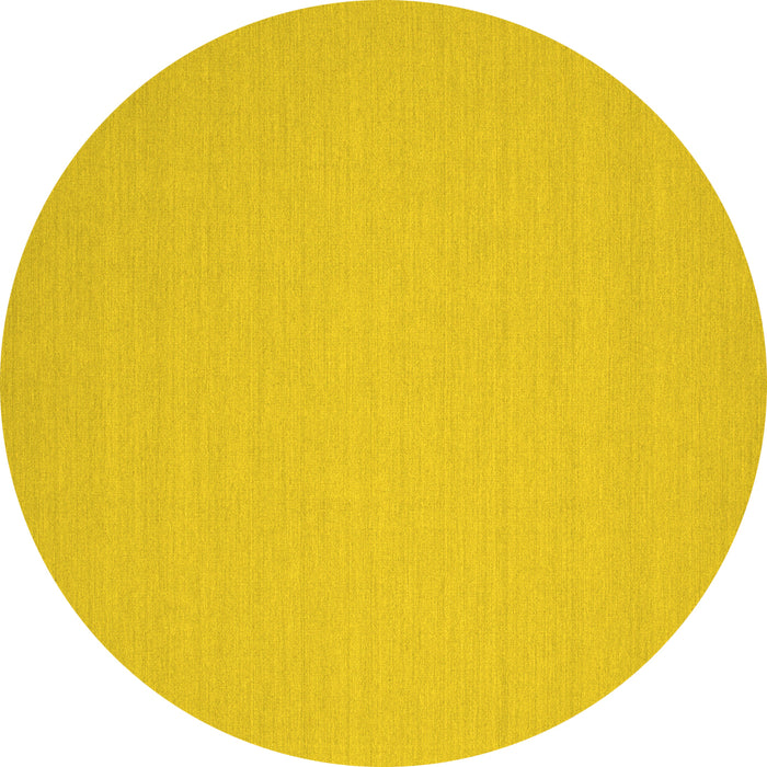 Round Machine Washable Solid Yellow Modern Rug, wshcon207yw
