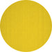 Round Machine Washable Solid Yellow Modern Rug, wshcon207yw