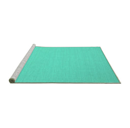 Sideview of Machine Washable Solid Turquoise Modern Area Rugs, wshcon207turq