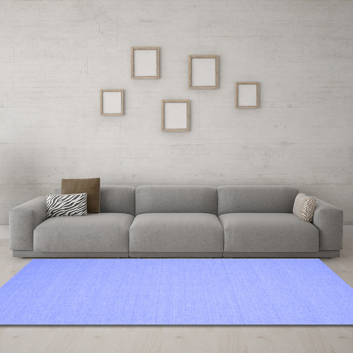 Machine Washable Solid Blue Modern Rug in a Living Room, wshcon207blu