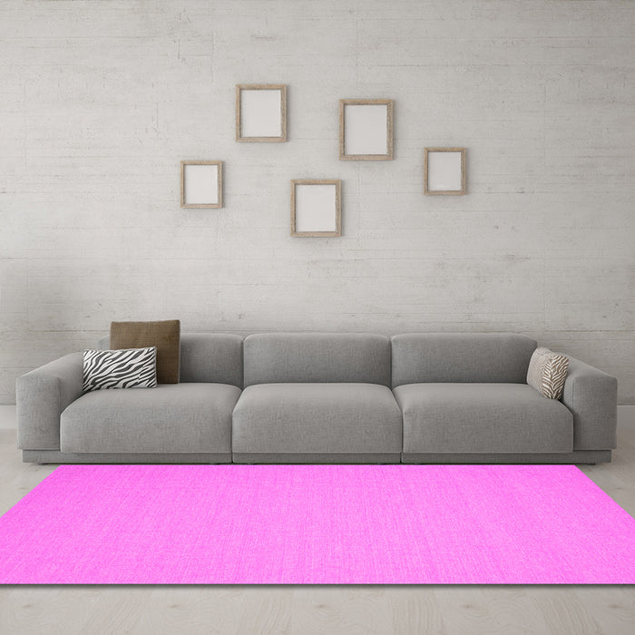 Machine Washable Solid Pink Modern Rug in a Living Room, wshcon207pnk