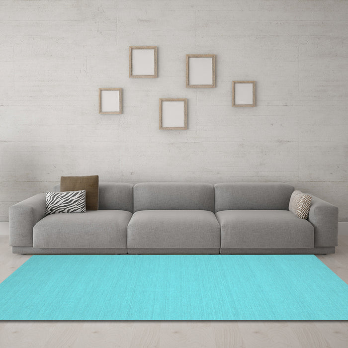 Machine Washable Solid Light Blue Modern Rug in a Living Room, wshcon207lblu