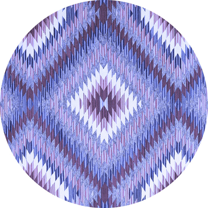 Round Machine Washable Southwestern Blue Country Rug, wshcon2080blu