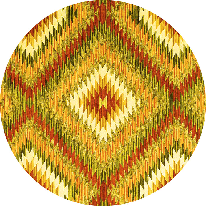 Round Southwestern Yellow Country Rug, con2080yw