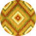 Round Southwestern Yellow Country Rug, con2080yw