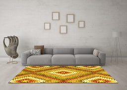 Machine Washable Southwestern Yellow Country Rug in a Living Room, wshcon2080yw