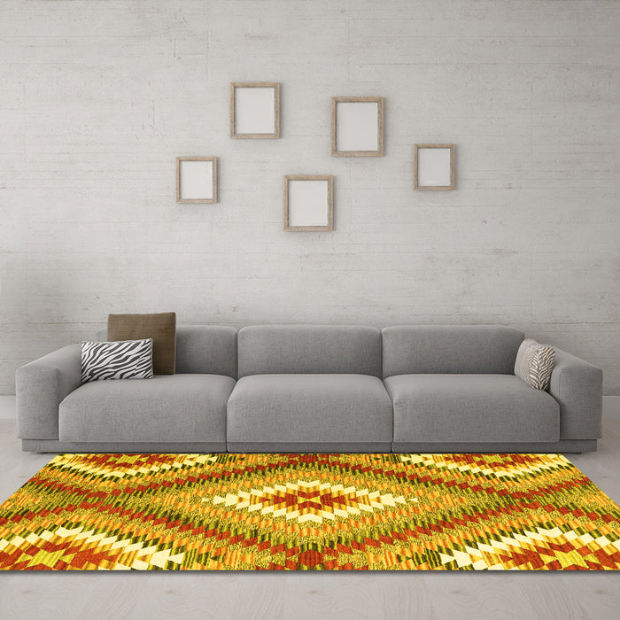 Machine Washable Southwestern Yellow Country Rug in a Living Room, wshcon2080yw