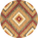 Round Southwestern Brown Country Rug, con2080brn