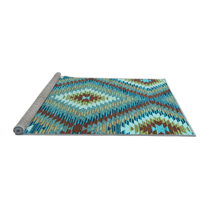 Sideview of Machine Washable Southwestern Light Blue Country Rug, wshcon2080lblu