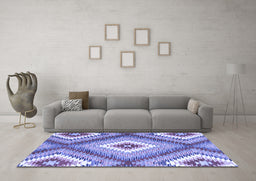 Machine Washable Southwestern Blue Country Rug in a Living Room, wshcon2080blu