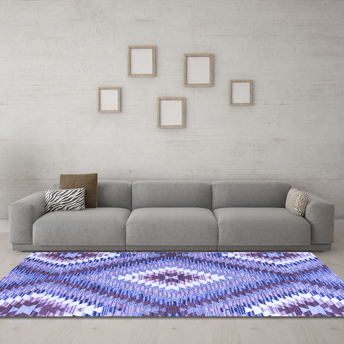 Machine Washable Southwestern Blue Country Rug in a Living Room, wshcon2080blu