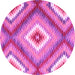 Round Southwestern Pink Country Rug, con2080pnk