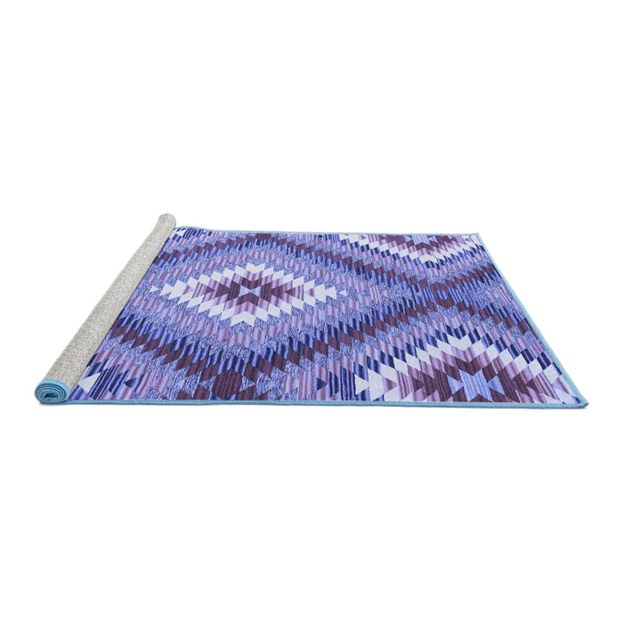 Sideview of Machine Washable Southwestern Blue Country Rug, wshcon2080blu