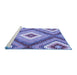 Sideview of Machine Washable Southwestern Blue Country Rug, wshcon2080blu