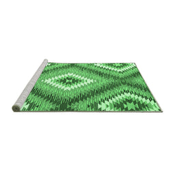 Sideview of Machine Washable Southwestern Emerald Green Country Area Rugs, wshcon2080emgrn