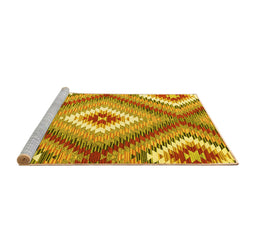 Sideview of Machine Washable Southwestern Yellow Country Rug, wshcon2080yw