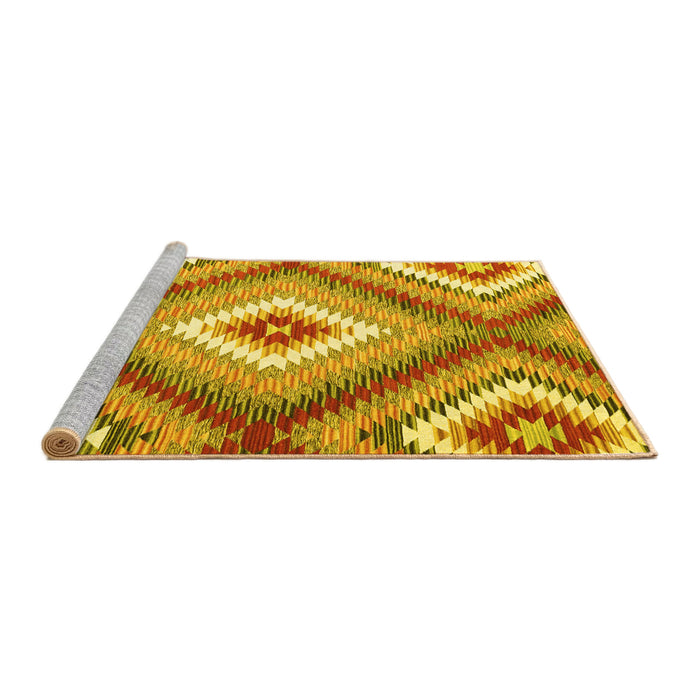 Sideview of Machine Washable Southwestern Yellow Country Rug, wshcon2080yw