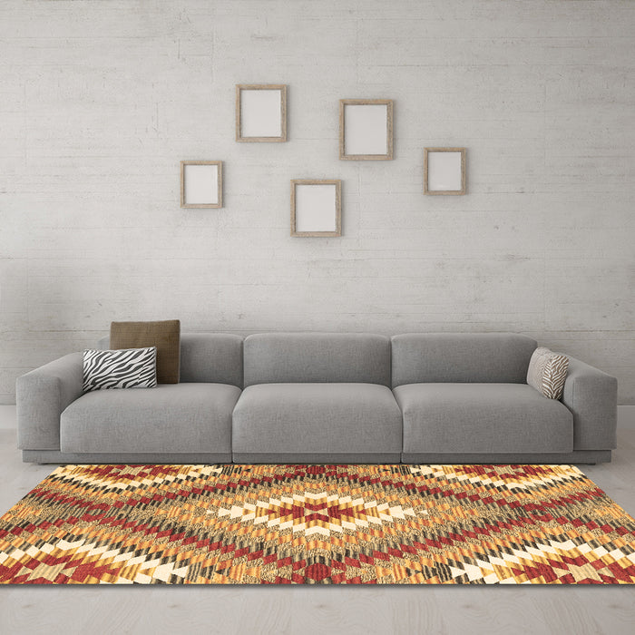 Machine Washable Southwestern Brown Country Rug in a Living Room,, wshcon2080brn