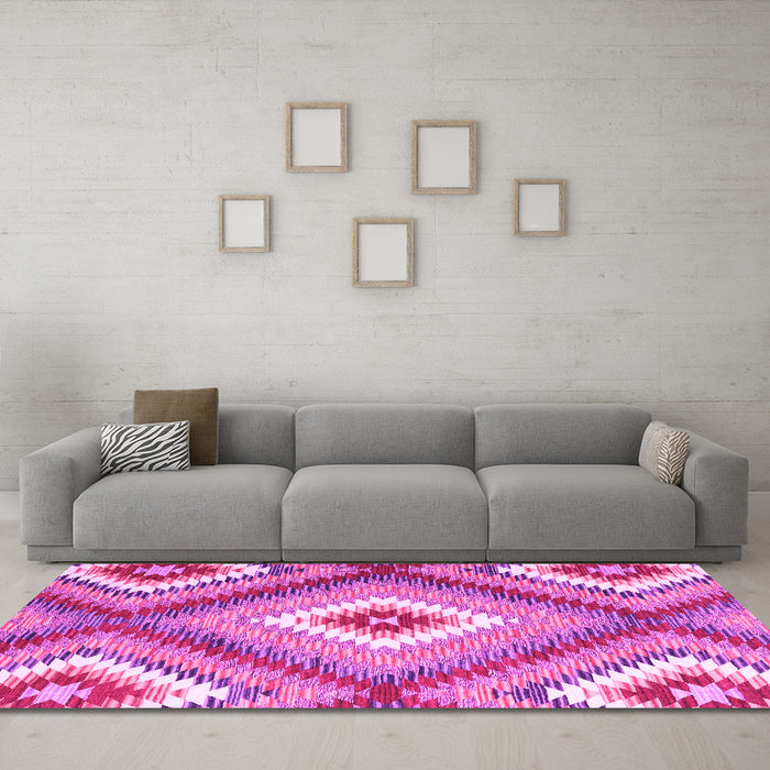 Machine Washable Southwestern Pink Country Rug in a Living Room, wshcon2080pnk
