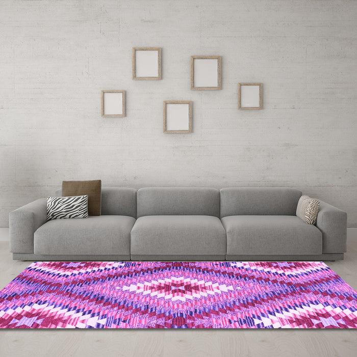 Machine Washable Southwestern Purple Country Area Rugs in a Living Room, wshcon2080pur
