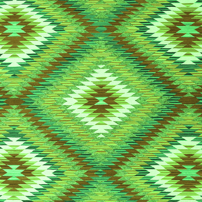 Round Machine Washable Southwestern Green Country Area Rugs, wshcon2080grn
