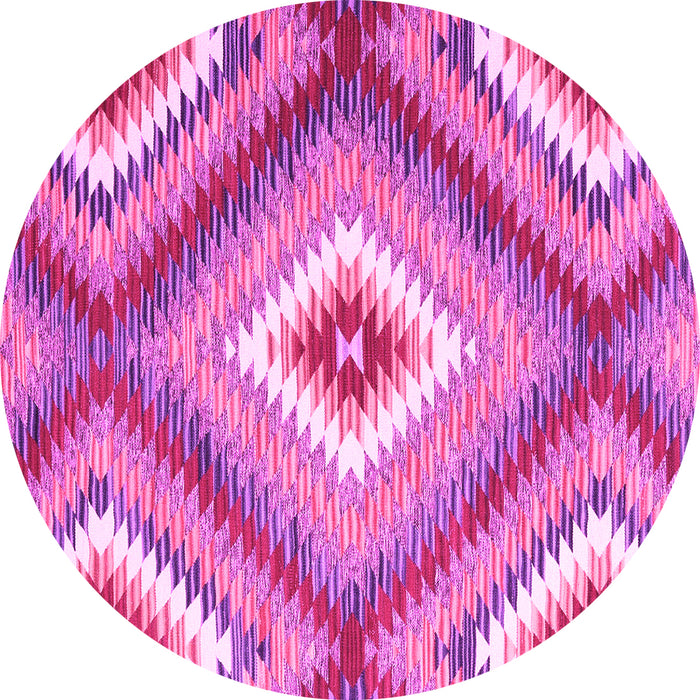 Round Machine Washable Southwestern Pink Country Rug, wshcon2080pnk
