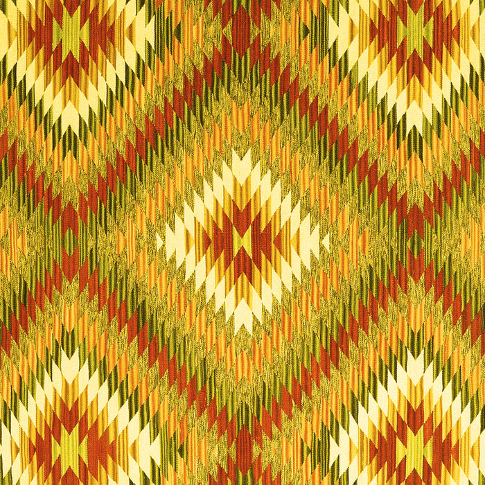 Square Machine Washable Southwestern Yellow Country Rug, wshcon2080yw