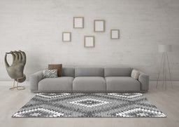 Machine Washable Southwestern Gray Country Rug in a Living Room,, wshcon2080gry