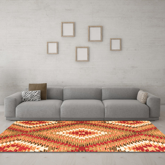 Machine Washable Southwestern Orange Country Area Rugs in a Living Room, wshcon2080org