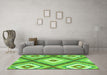 Machine Washable Southwestern Green Country Area Rugs in a Living Room,, wshcon2081grn