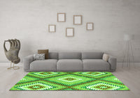 Machine Washable Southwestern Green Country Rug, wshcon2081grn