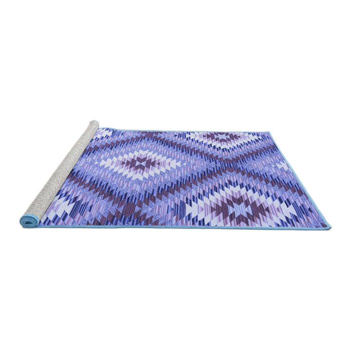 Sideview of Machine Washable Southwestern Blue Country Rug, wshcon2081blu