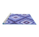 Sideview of Machine Washable Southwestern Blue Country Rug, wshcon2081blu