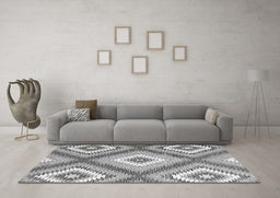 Machine Washable Southwestern Gray Country Rug in a Living Room,, wshcon2081gry