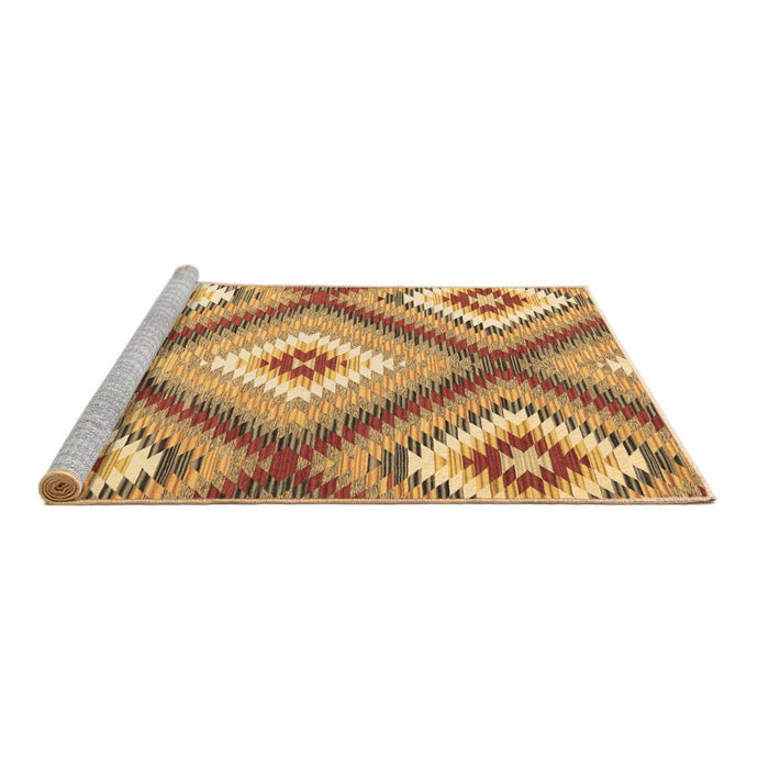 Sideview of Machine Washable Southwestern Brown Country Rug, wshcon2081brn