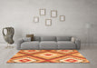 Machine Washable Southwestern Orange Country Area Rugs in a Living Room, wshcon2081org