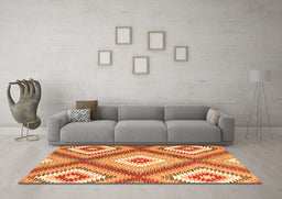 Machine Washable Southwestern Orange Country Area Rugs in a Living Room, wshcon2081org