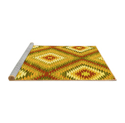 Sideview of Machine Washable Southwestern Yellow Country Rug, wshcon2081yw