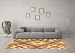 Machine Washable Southwestern Brown Country Rug in a Living Room,, wshcon2081brn