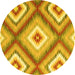 Round Machine Washable Southwestern Yellow Country Rug, wshcon2081yw