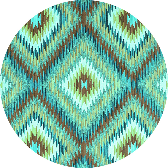 Round Southwestern Turquoise Country Rug, con2081turq