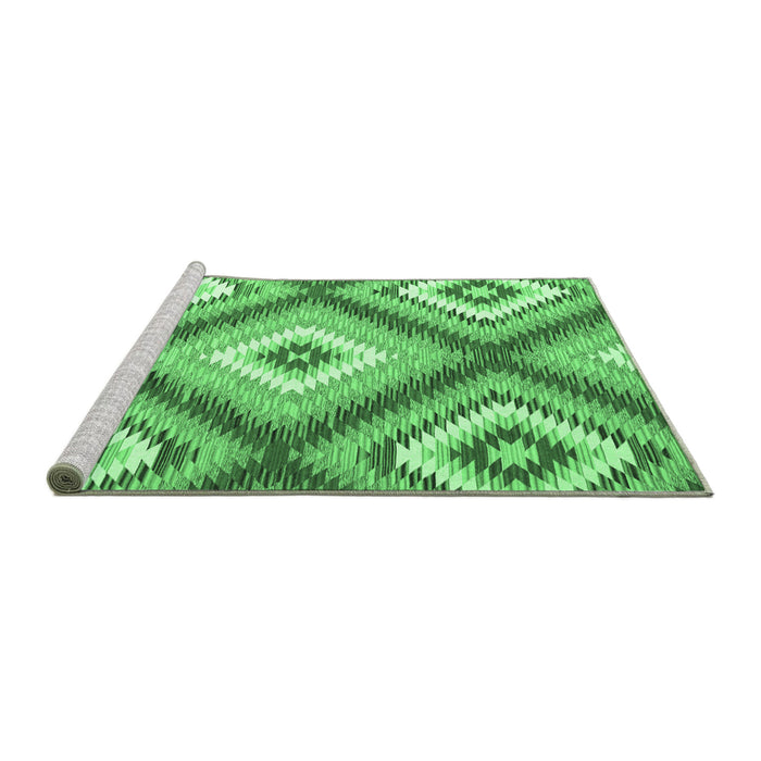 Sideview of Machine Washable Southwestern Emerald Green Country Area Rugs, wshcon2081emgrn