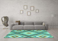 Machine Washable Southwestern Turquoise Country Rug, wshcon2081turq